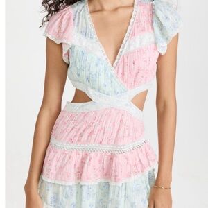 LoveShackFancy Pink and Blue Floral Dress